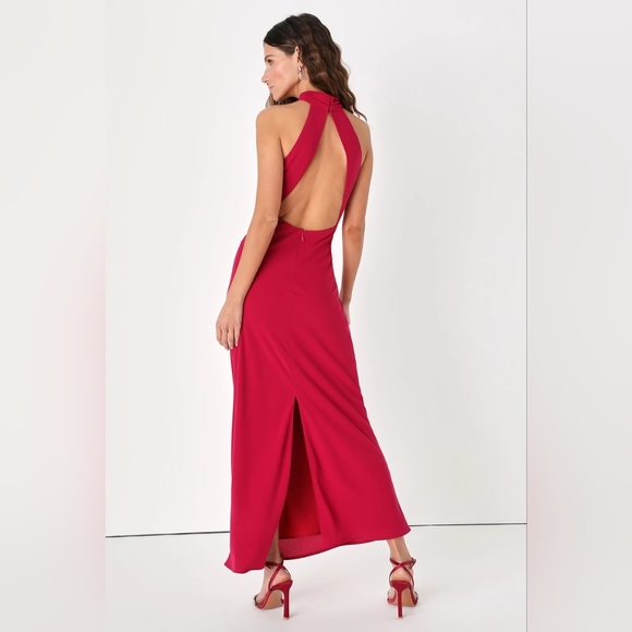 Precious Poise Magenta Backless Halter Neck Maxi Dress - Picture 4 of 4